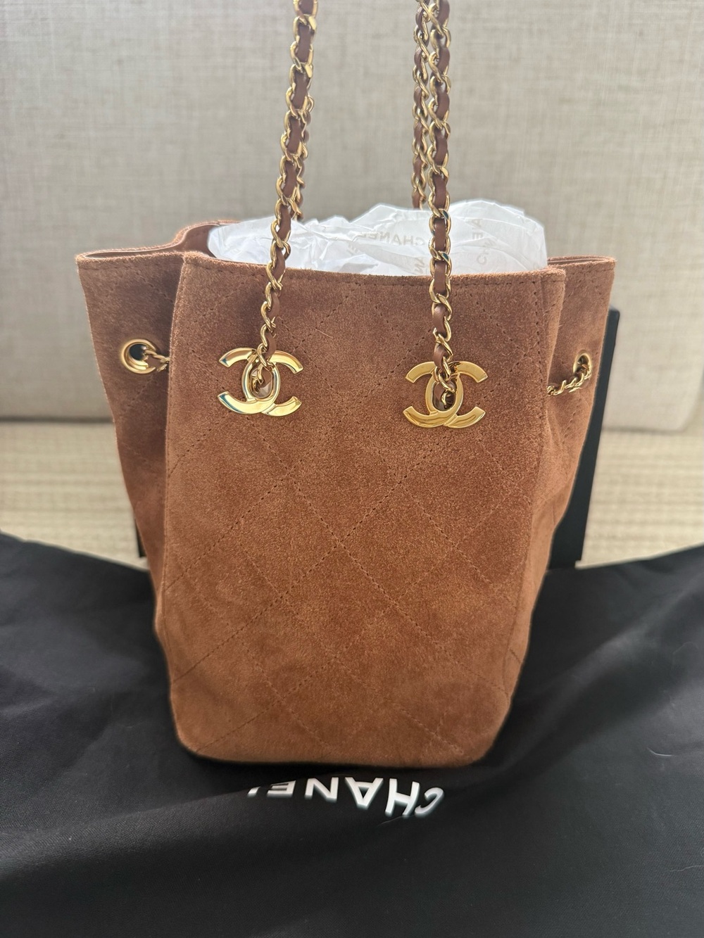 Chanel 26A Suede Bucket Bag with GHW - Picture 1 of 7